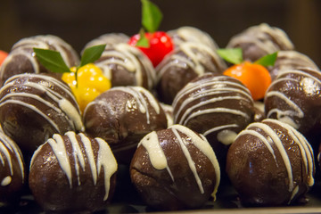  dark chocolate ball cake for background