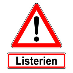 ncsc76 NewCombinationSignCaution ncsc - Listerien: Produkt R&uuml;ckruf / Lebensmittelinfektion - Achtung / Warnung / dreieckig - (german text) - schwarz rot - xxl g7337