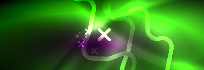 Glowing neon abstract lines, techno futuristic template