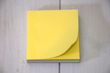 Packing stickers lies on white boards. blurred background