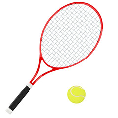 Tennis racket with yellow ball