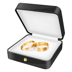 Wedding rings in a black jewelry box