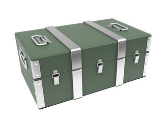 Green military box. Storage container. 3d rendering illustration isolated