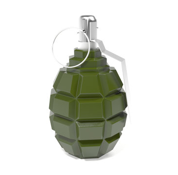 Military green grenade. 3d rendering illustration isolated