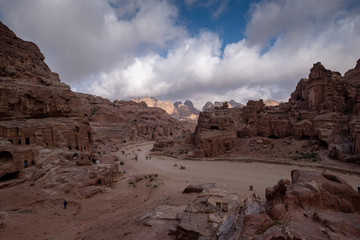 Stony red landscape of Petra in Jordan