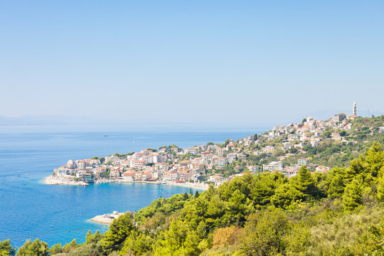 Igrane, Dalmatia, Croatia - Skyline of the beautiful costal town Igrane