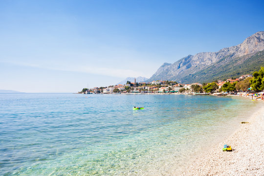 Gradac, Dalmatia, Croatia - Overview across the beautiful bay of Gradac