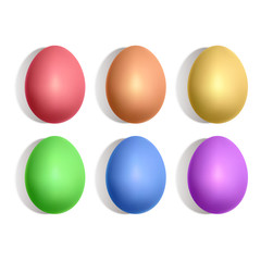 Colorful Easter eggs on a light background, realistic illustration