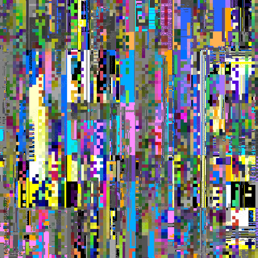 Poster Vector image with imitation of grunge datamoshing texture.
