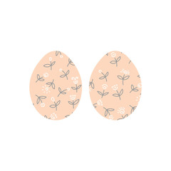 Easter eggs icons. Eggs painted with flowers. Vector illustration.