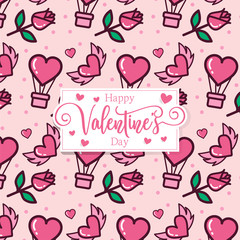 Cute romantic hearts floral valentine's day pattern background.