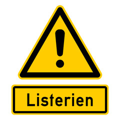 nbcs10 NewBigCombinationSign nbcs - german text: Listerien / Warnschild mit Ausrufezeichen (Gefahr) dreieckig - schwarz gelb - xxl g7340