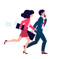 Vector illustration business people man and woman running to work,flat design