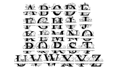 Split Monogram Letter - obrazy, fototapety, plakaty