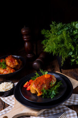 Roasted cabbage rolls with rice and minced meat according to the recipe of omas