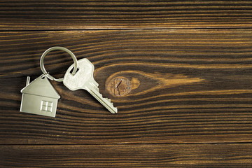 House keys on wooden background