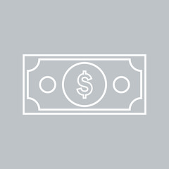 Dollar flat icon on gray background for any occasion
