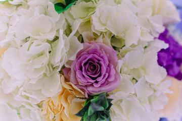 Wedding banquet table with flowers decoration