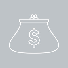 Coin purse flat icon on gray background for any occasion
