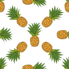 Vector seamless watercolor pattern with pineapples. seamless pattern