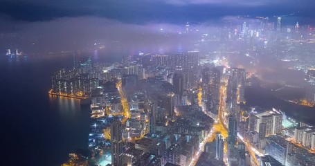 Hong Kong city at night, timelapse