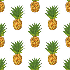 Vector seamless watercolor pattern with pineapples. seamless pattern