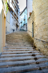 Fototapeta na wymiar Streets and scenic buildings in historic old town of Girona, Spain