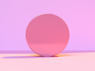 minimal abstract pink scene floor wall circle shape 3d rendering 