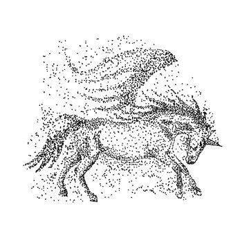 Unicorn particle vector illustration