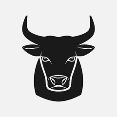 Bull head black silhouette. Farm animal icon