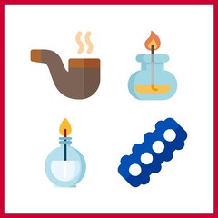 Fototapeta premium 4 fuel icon. Vector illustration fuel set. pipe and burner icons for fuel works