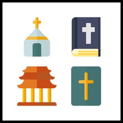 Obraz premium 4 christ icon. Vector illustration christ set. church and bible icons for christ works