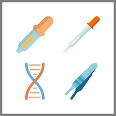 4 bio icon. Vector illustration bio set. dna and drepper icons for bio works