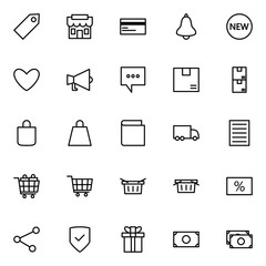 Set of e-commerce line icons on white background, for any occasion