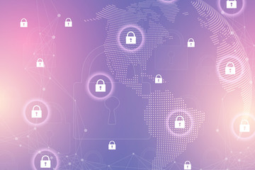 Fototapeta premium Protection concept. Data Security system Shield Protection Verification. Cyber security and information or network protection. Future cyber technology. System privacy. Vector illustration.