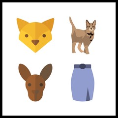 4 cute icon. Vector illustration cute set. skirt and fox icons for cute works