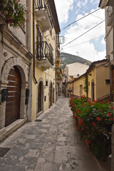 Fototapeta na wymiar In the alleys of the town of Pacentro, in Italy