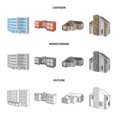 Vector illustration of facade and housing symbol. Collection of facade and infrastructure stock symbol for web.
