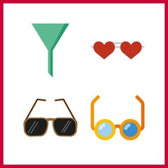 4 vision icon. Vector illustration vision set. sunglasses and reading glasses icons for vision works - 255714912