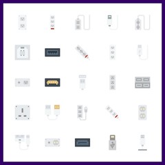 25 plug icon. Vector illustration plug set. usb and sata icons for plug works
