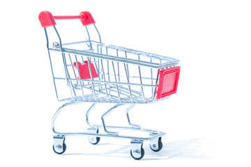 mini shopping cart isolated on white