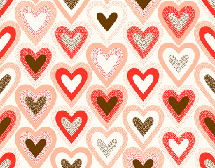 Seamless creative stylish doodle dots playful heart shape pattern - 255715533