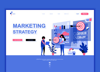 Fototapeta na wymiar Modern flat web page design template concept of Marketing Strategy decorated people character for website and mobile website development. Flat landing page template. Vector illustration.
