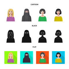 Vector design of hairstyle and profession  sign. Set of hairstyle and character  stock symbol for web.