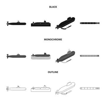 Vector illustration of war  and ship sign. Set of war  and fleet stock vector illustration.