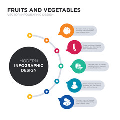 modern business infographic illustration design contains tuber, turnip, watermelon, zucchini, quince simple vector icons. set of 5 isolated filled icons. editable sign and symbols