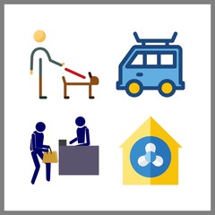 4 service icon. Vector illustration service set. ventilation and van icons for service works