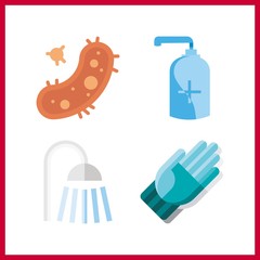 4 hygiene icon. Vector illustration hygiene set. soap and shower icons for hygiene works