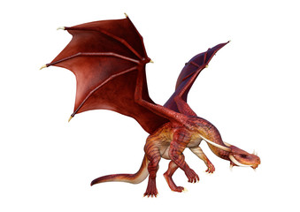 3D Rendering Fairy Tale Dragon on White