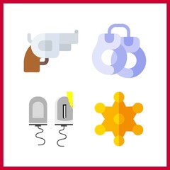 4 police icon. Vector illustration police set. gun and shocker icons for police works